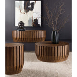 Gears Round End Table, Natural Medium-Furniture - Accent Tables-High Fashion Home
