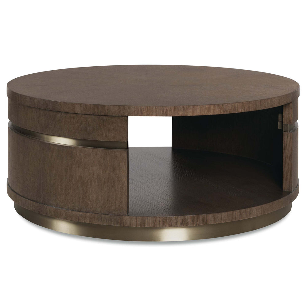 Roll With It Round Cocktail Table, Dark Oak-Furniture - Accent Tables-High Fashion Home