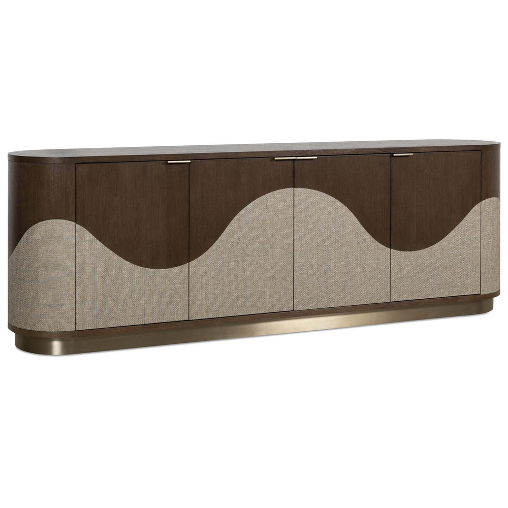 Roll With It Four-Door Credenza, Dark Oak/Champagne-Furniture - Storage-High Fashion Home