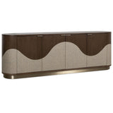 Roll With It Four-Door Credenza, Dark Oak/Champagne-Furniture - Storage-High Fashion Home