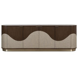 Roll With It Four-Door Credenza, Dark Oak/Champagne-Furniture - Storage-High Fashion Home
