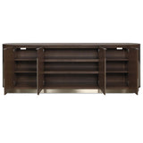 Roll With It Four-Door Credenza, Dark Oak/Champagne-Furniture - Storage-High Fashion Home