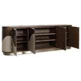 Roll With It Four-Door Credenza, Dark Oak/Champagne-Furniture - Storage-High Fashion Home