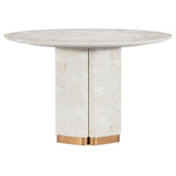 Eleana Round Dining Table, White Onyx-Furniture - Dining-High Fashion Home