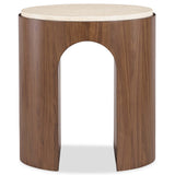 Eleana Round Arch End Table, Walnut-Furniture - Accent Tables-High Fashion Home