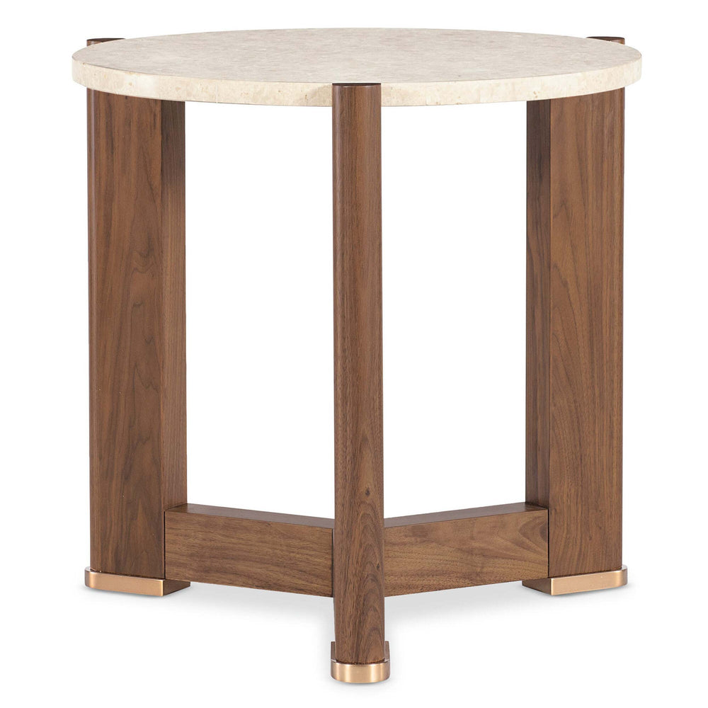 Eleana Round End Table, Walnut-Furniture - Accent Tables-High Fashion Home