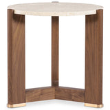 Eleana Round End Table, Walnut-Furniture - Accent Tables-High Fashion Home