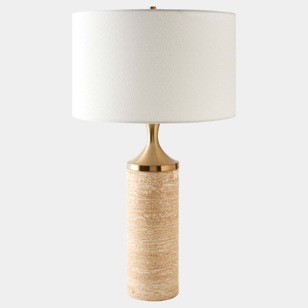 Ossuary Lamp, Travertine/Brass