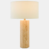 Viola Carved Lamp, Travertine