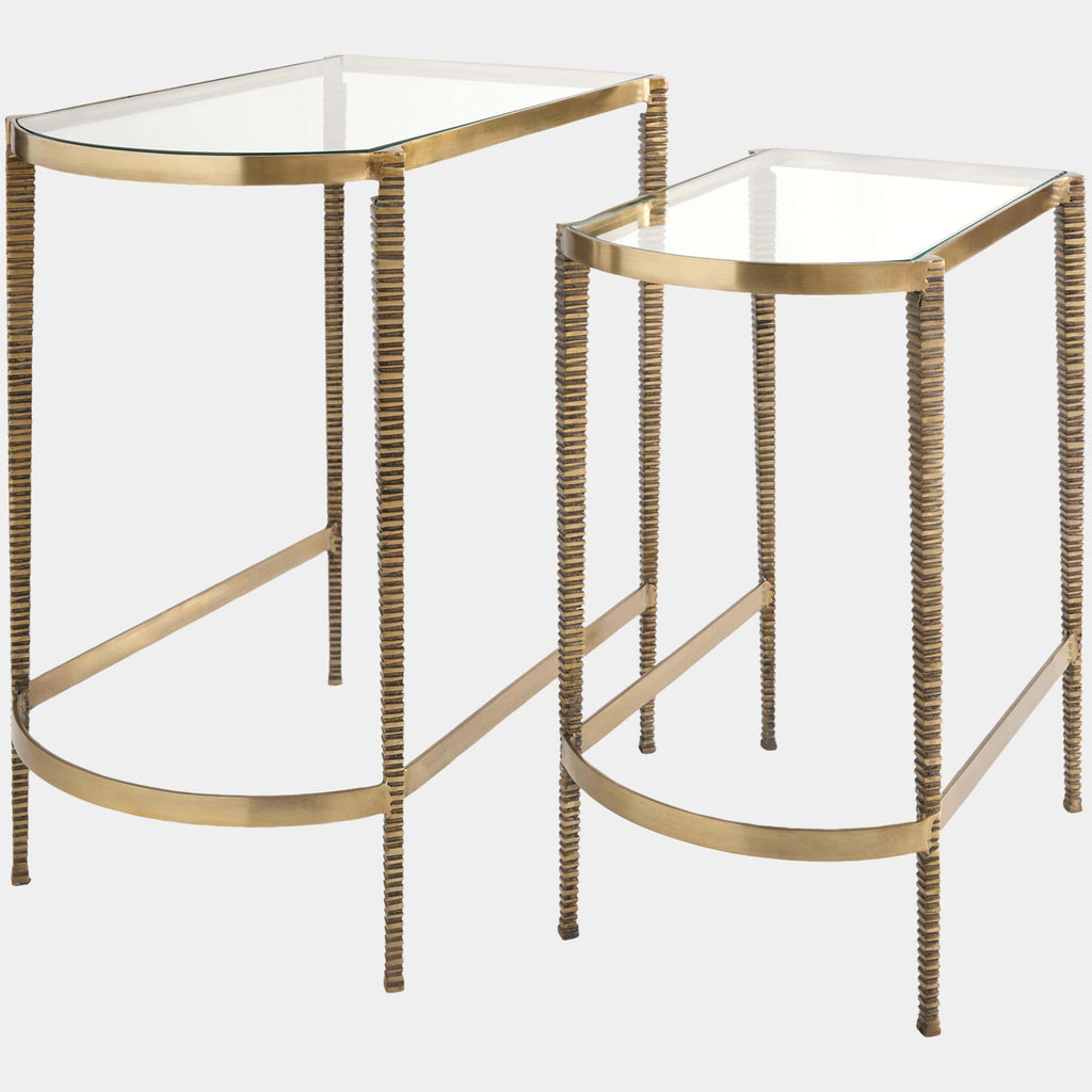 Arco Textured Side Tables, Brass, Set of 2 – High Fashion Home