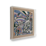 Framed Hermès Faubourg Rainbow Pocket Square in a 20x20x3 Shadowbox-High Fashion Home
