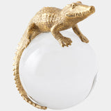 Alligator on Orb, Brass