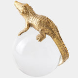 Alligator on Orb, Brass