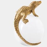 Alligator on Orb, Brass