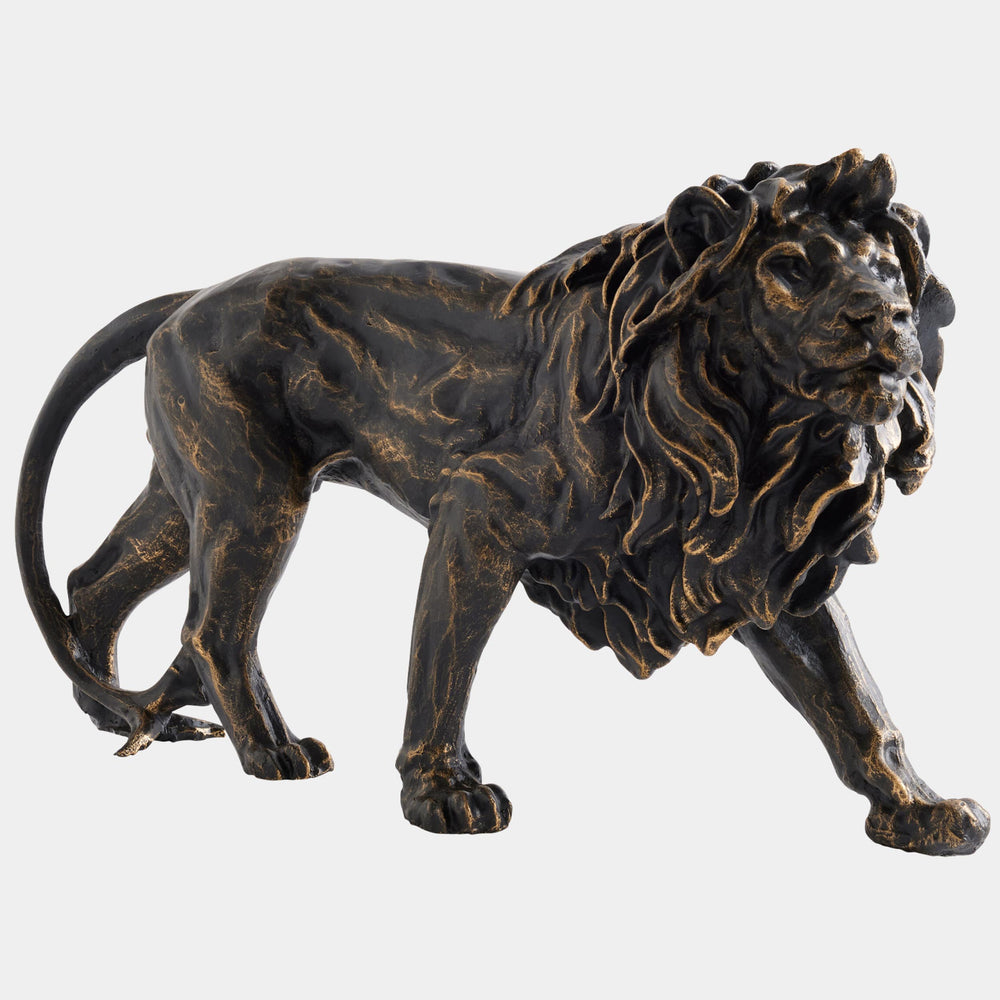 Prowling Lion Sculpture, Bronze