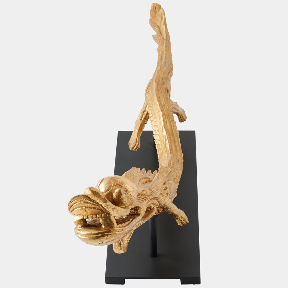 Dragon Sculpture on Stand, Gold Leaf