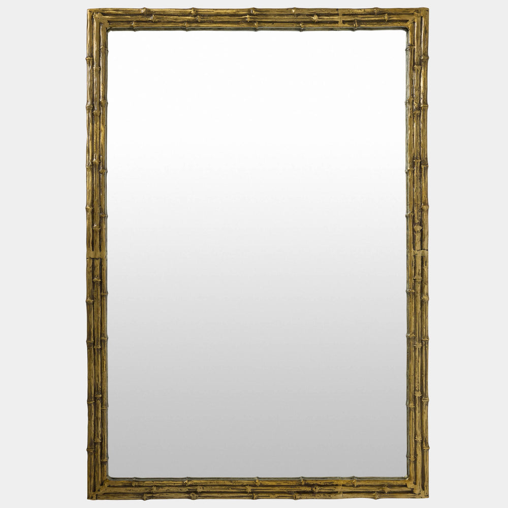 Bamboo Framed Mirror, Brass