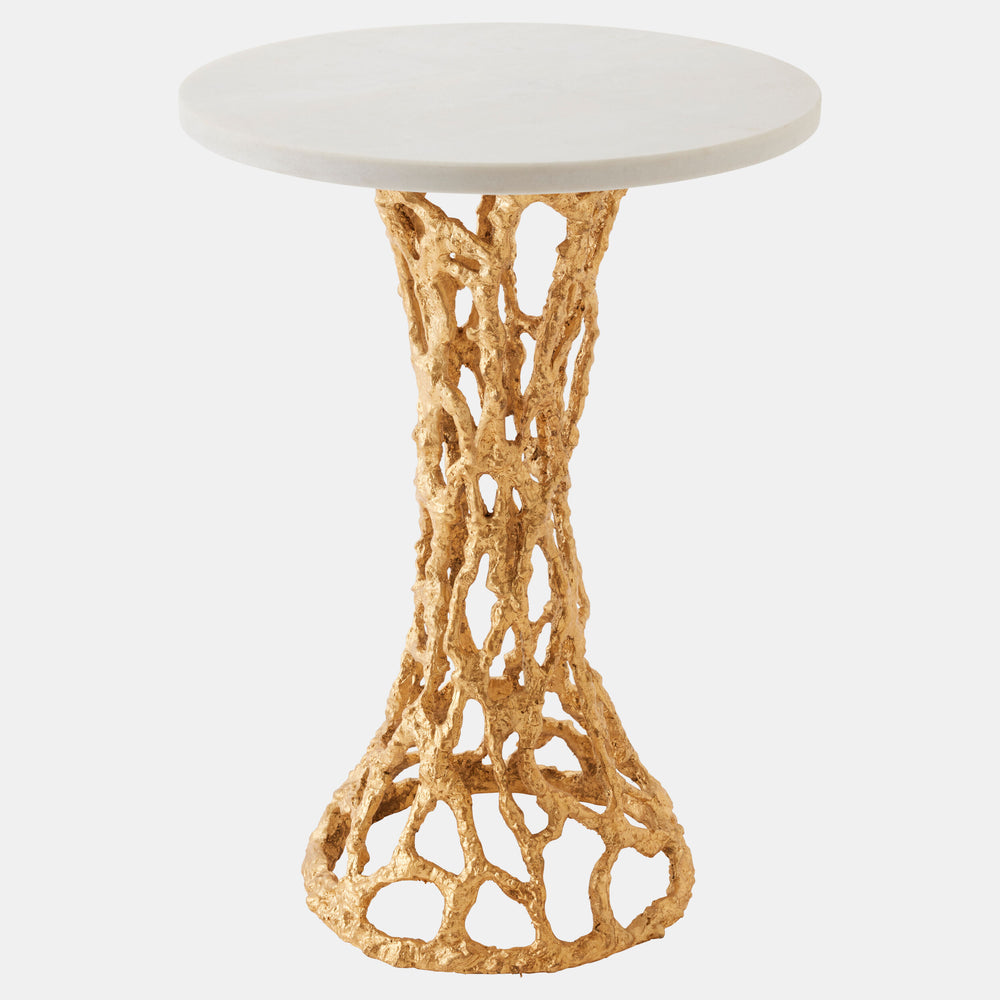 Filamento Side Table, Gold Leaf/White Marble