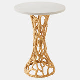 Filamento Side Table, Gold Leaf/White Marble