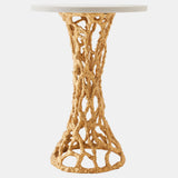 Filamento Side Table, Gold Leaf/White Marble