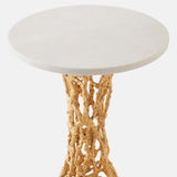 Filamento Side Table, Gold Leaf/White Marble