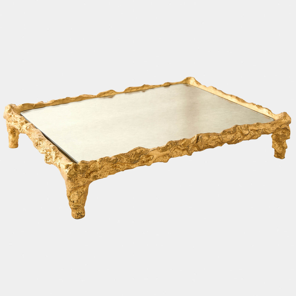 Marcello Chiseled Tray, Gold Leaf