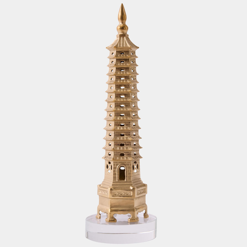 Pagoda Sculpture, Warm Brass