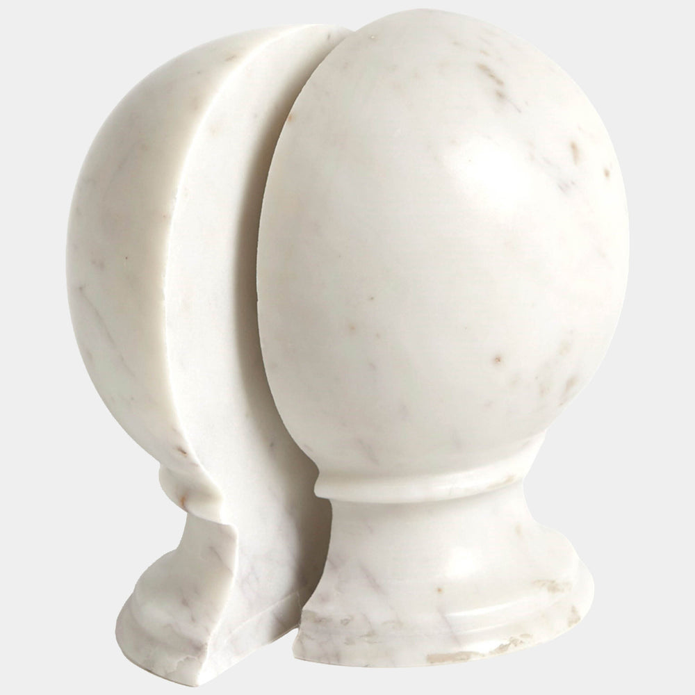 Velaris Marble Sphere Bookends, White