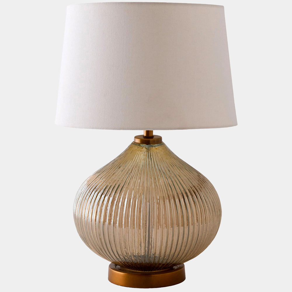 Ribbed Table Lamp, Antique Brass