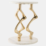Filatura Side Table, Brass/White