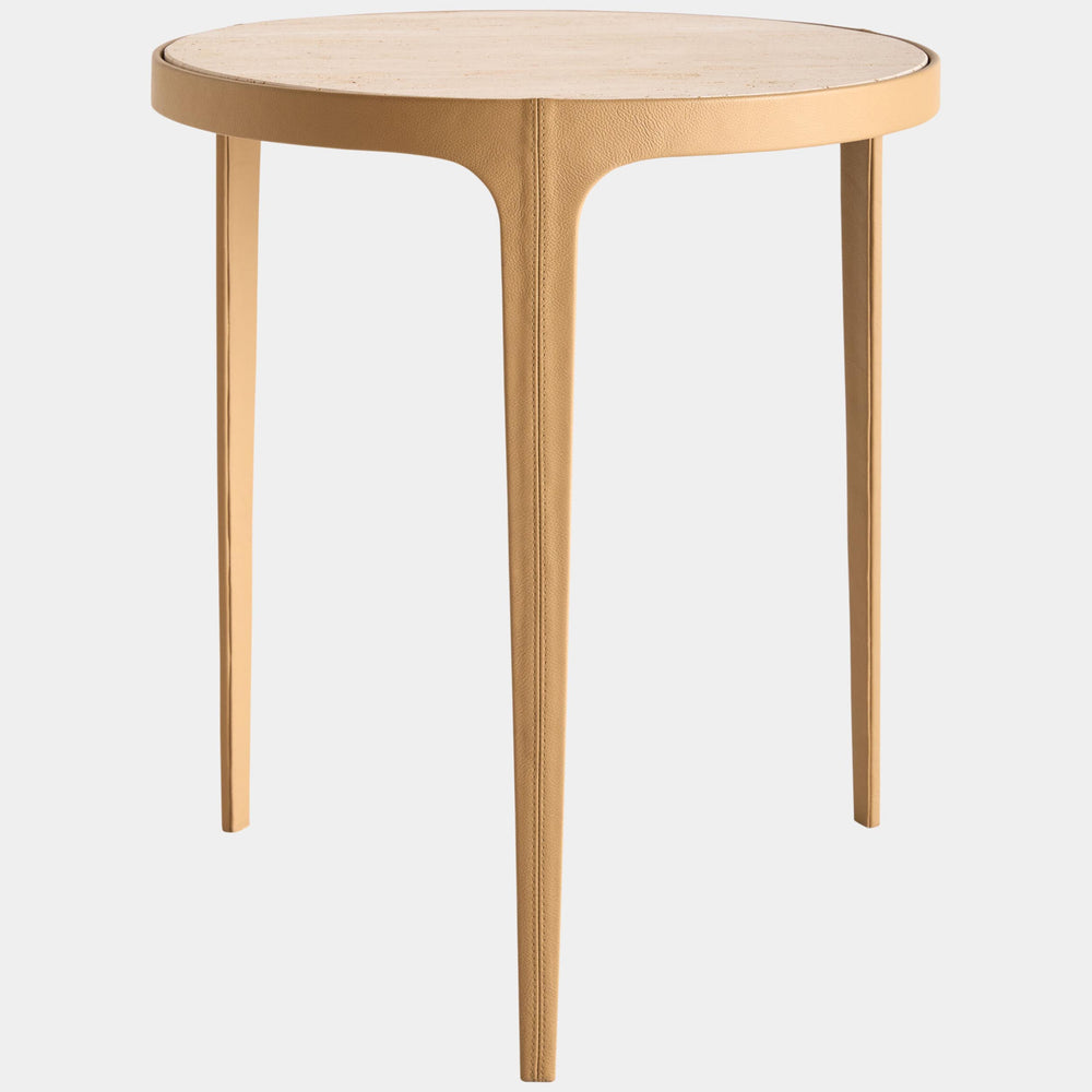 Avvolto Side Table, Camel/Travertine