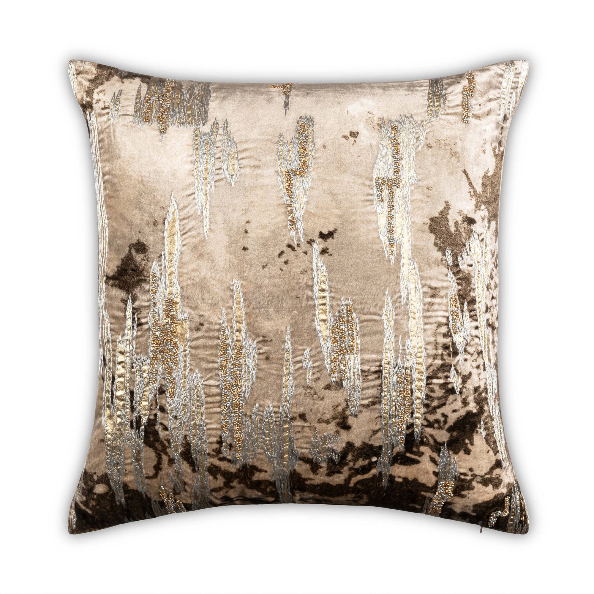Aida Ombre Metallic Pillow, Ivory/Stone – High Fashion Home
