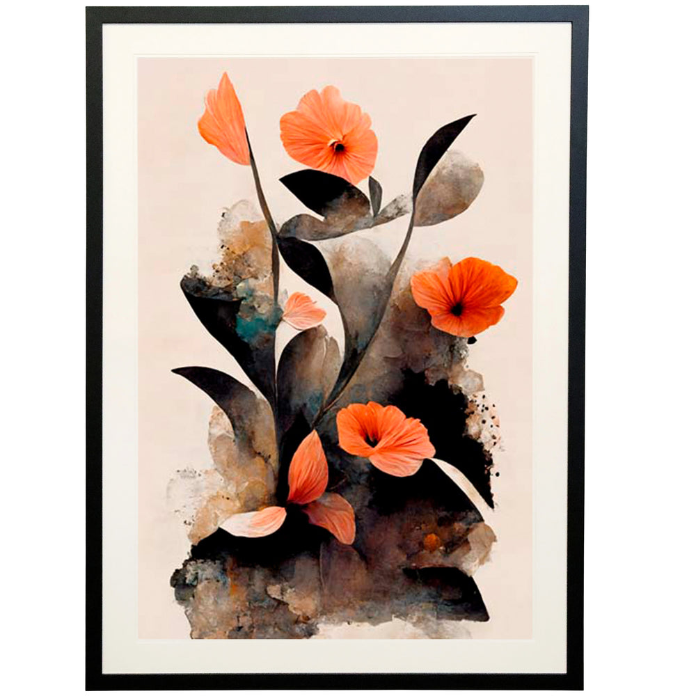 Coral Flowers Framed