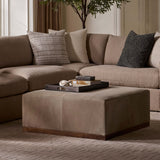 Felix Large Leather Ottoman, Smoke Suede-Furniture - Chair-High Fashion Home
