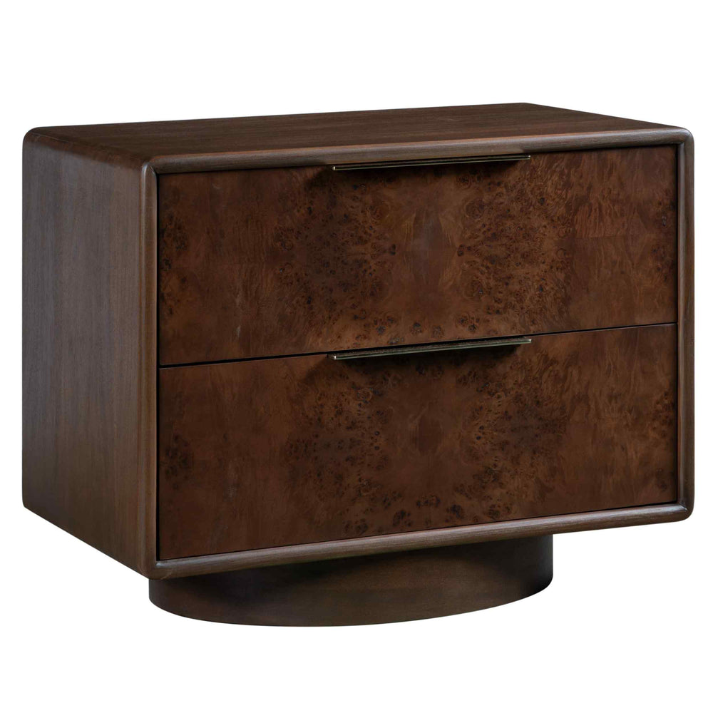Calder 2 Drawer Nightstand, Mocha Burl