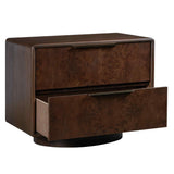 Calder 2 Drawer Nightstand, Mocha Burl