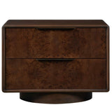 Calder 2 Drawer Nightstand, Mocha Burl