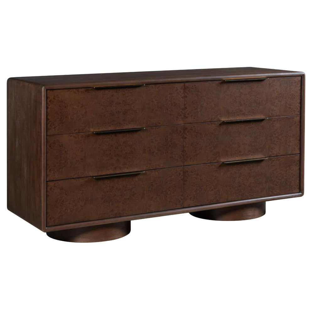 Calder 6 Drawer Dresser, Mocha Burl