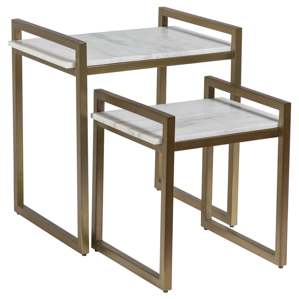 Santa Barbara Nesting Tables, Cloud/Antique Brass