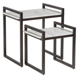 Santa Barbara Nesting Table, Cloud/Gunmetal