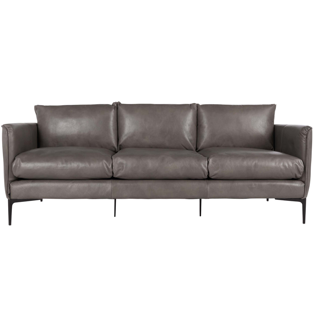 Abigail Leather Sofa, Pewter Gray-Furniture - Sofas-High Fashion Home
