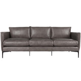 Abigail Leather Sofa, Pewter Gray-Furniture - Sofas-High Fashion Home