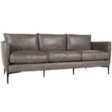 Abigail Leather Sofa, Pewter Gray-Furniture - Sofas-High Fashion Home