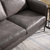 Abigail Leather Sofa, Pewter Gray-Furniture - Sofas-High Fashion Home