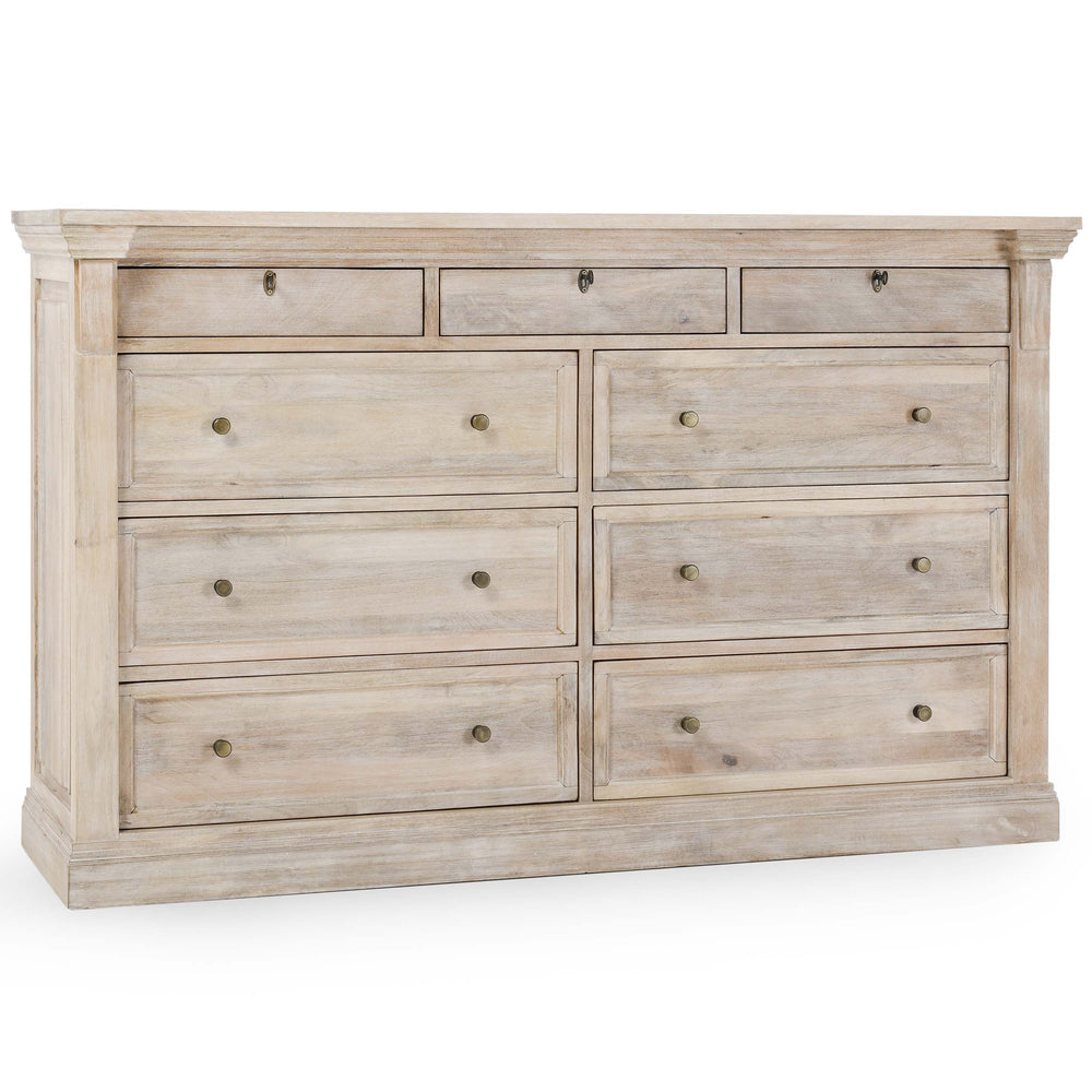 Adelaide 9 Drawer Dresser, Natural White Wash-Furniture - Bedroom-High Fashion Home