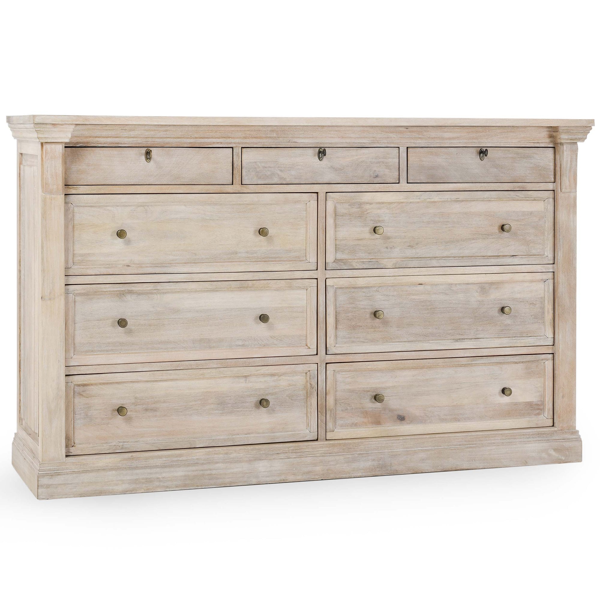 Adelaide 9 Drawer Dresser, Natural White Wash – High Fashion Home