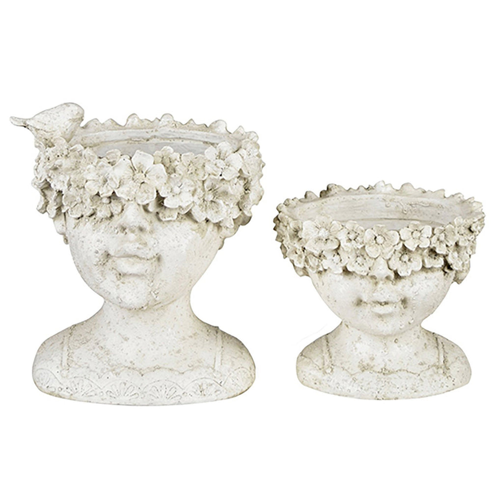 Adorable Vases, Distressed White, Set of 2-Accessories-High Fashion Home
