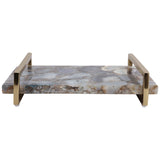Agate Tray W/ Gold Handles, Blue-Accessories-High Fashion Home