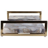 Agate Tray W/ Gold Handles, Blue-Accessories-High Fashion Home