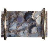 Agate Tray W/ Gold Handles, Blue-Accessories-High Fashion Home
